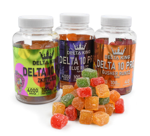 Delta-10 THC PRO Gummies with 100mg D10-THC Per Gummy 40ct., 10 Cannabis Strain Oriented Flavors