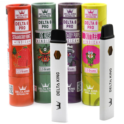 PRO Delta 8 Disposable Vape Prefilled w/ 2.5gr Delta-8 THC Oil in Sativa, Indica and Hybrid Strain base flavors