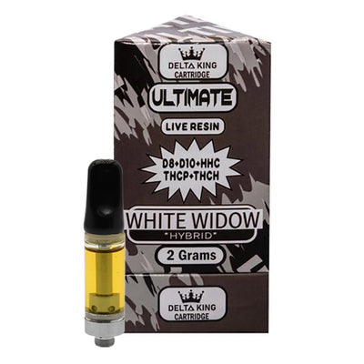 White Widow HHC Carts 2gr Live Resin Delta-8 + Delta-10 Hybrid Strain Ultimate Blend