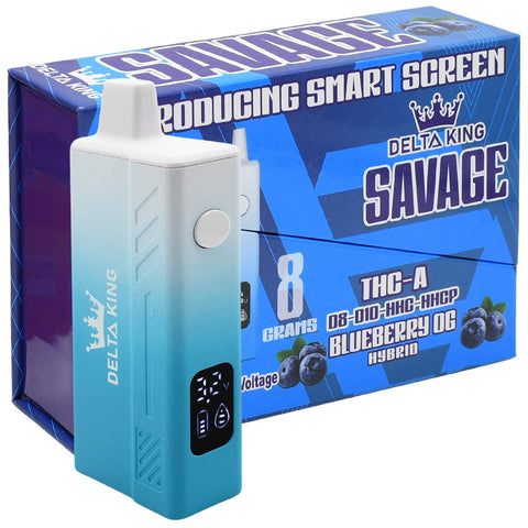 Blueberry OG Savage THCA Vape with 8ml Capacity, Digital Display of Voltage Setting, Oil and Power Level