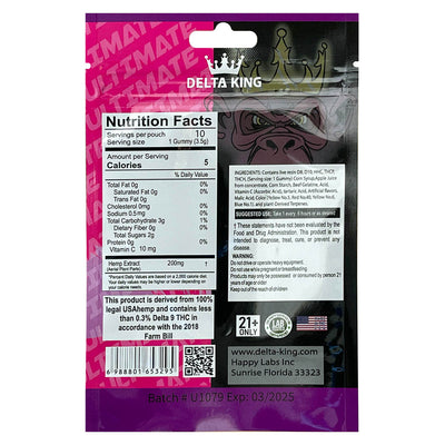 Grand Daddy Purple Ultimate THC Gummies Ingredients & Nutrition facts