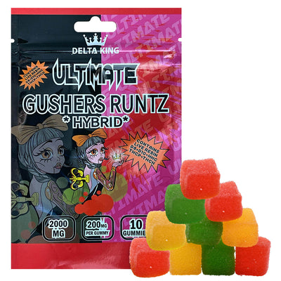 Gushers Runtz Ultimate THC Gummies 10ct/bag, with 200mg delta 8 live resin + HHC + Delta 10 + THCP + THCH per gummy