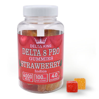 Delta 8 Gummies PRO Jar 40ct Strawberry Runtz Indica Cannabis Strain