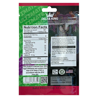 Zkittles Ultimate THC Gummies Ingredients & Nutrition facts