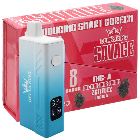 ZKittlez Indica Strain  Savage THCA Vape with 8ml Oil Capacity, Digital Display of Voltage Setting, Oil Level  Window