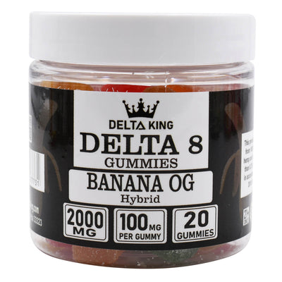 Delta 8 Gummies 20ct Jar Banana OG Hybrid Cannabis Strains