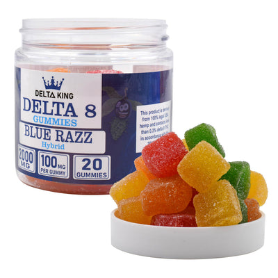 Blue Razz Delta 8 Gummies 20ct Hybrid Strains