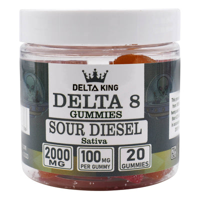 Delta 8 Gummies 20ct Jar Sour Diesel Sativa Cannabis Strains